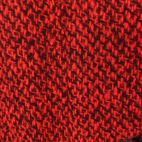 Vintage Woolrich Women’s Hooded Wool Coat Red Black Button Front Warm Outerwear - Picture 7 of 12